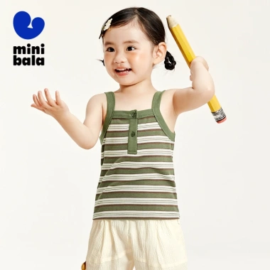 Minibala áo vest bé gái mùa hè co giãn, thời trang khối màu, da thân thiện – 288k