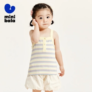 Minibala áo vest bé gái mùa hè co giãn, thời trang khối màu, da thân thiện – 288k