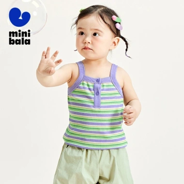 Minibala áo vest bé gái mùa hè co giãn, thời trang khối màu, da thân thiện – 288k
