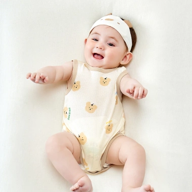 Minibala Romper Bé Trai và Bé Gái Lưới Thoáng Khí Tam Giác Bò Một Mảnh Mùa Hè Không Dính