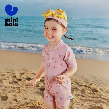 Minibala UPF50 Đồ Bơi Bé Trai Tay Ngắn 1 Mảnh & Mũ Bơi Mùa Hè Giá Ưu Đãi 533k 2