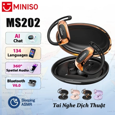 MINISO AI Tai nghe dịch thuật V6.0 Bluetooth HIFI IPX5, âm thanh thể thao - Giá 239k