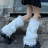 MIQUELCQ Boots Cover Lông Thú Giả Dày Gothic Nơ Trắng Kawaii Y2K - Lông Chân Ấm Áp Dài Ống Tất Nữ Giá 82.944 VND 7