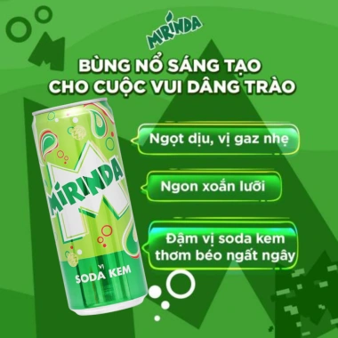 Mirinda Nước ngọt có ga Vị soda kem 320ml - Thùng 24 lon PET, Bao bì Tết 2.025, Giá ưu đãi 255.555đ