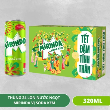 Mirinda Nước ngọt có ga Vị soda kem 320ml - Thùng 24 lon PET, Bao bì Tết 2.025, Giá ưu đãi 255.555đ
