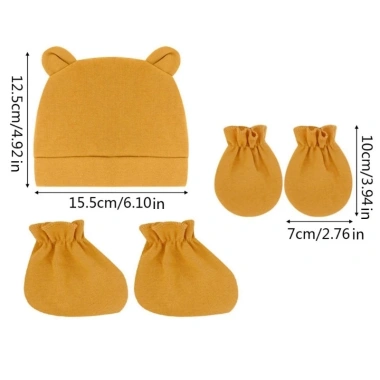 MIS 3 Bộ Bé Chống Trầy Xước Găng Tay Cotton Mũ Bao Chân Màu Trơn Giá 71.610 VND 2