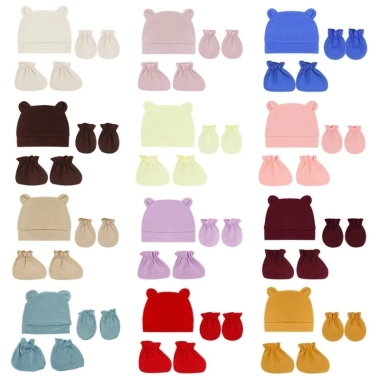 MIS 3 Bộ Bé Chống Trầy Xước Găng Tay Cotton Mũ Bao Chân Màu Trơn Giá 71.610 VND 7