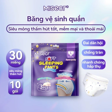 Misecr 10 gói 30 miếng băng vệ sinh nữ siêu mỏng, chống tràn 2 bên, thoáng khí, chỉ 95.000đ Misecr 10 gói 30 miếng băng vệ sinh nữ siêu mỏng, chống tràn 2 bên, thoáng khí, chỉ 95.000đ