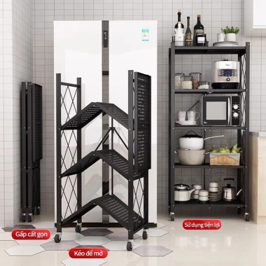 MIST Kệ Để Đồ Gấp Gọn 3-5 Tầng Giá Nhà Bếp và Nhà Tắm Bánh Xe Thép Cacbon Giá 249.000 VND