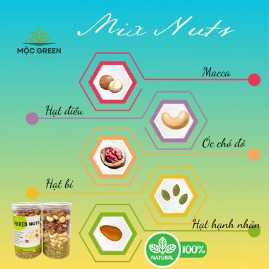 MIX 5 Hạt Dinh Dưỡng Óc Chó Đỏ 500g - Bổ Não, Tăng Trí Nhớ, Giá 154.000 VND