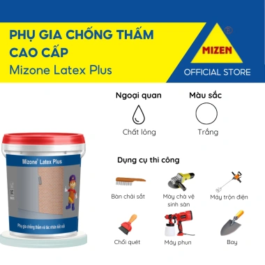 Mizone Latex Plus – Phụ Gia Chống Thấm Tương Trộn Xi Măng, Vữa Xi Măng‑Cát, Tăng Kết Dính 2