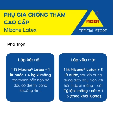 Mizone Latex Plus – Phụ Gia Chống Thấm Tương Trộn Xi Măng, Vữa Xi Măng‑Cát, Tăng Kết Dính 3