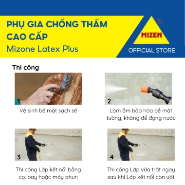 Mizone Latex Plus – Phụ Gia Chống Thấm Tương Trộn Xi Măng, Vữa Xi Măng‑Cát, Tăng Kết Dính 4