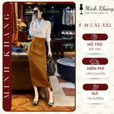 MK Chân Váy Bút Chì Cạp To 8cm Dài 85cm 2 Lớp Xẻ Sau Co Giãn Ít - Giá Giảm 183k