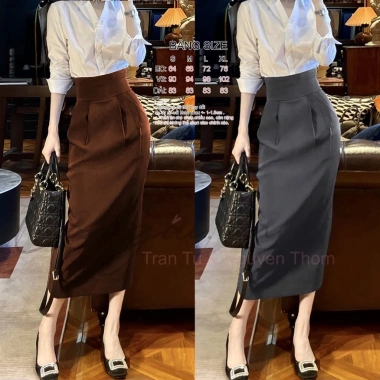 MK Chân Váy Bút Chì Cạp To 8cm Dài 85cm 2 Lớp Xẻ Sau Co Giãn Ít - Giá Giảm 183k