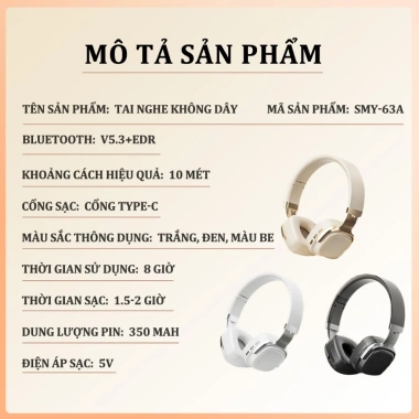 MKEPS 63A Tai Nghe Bluetooth Không Dây Gập Gọn Bass Cực Mạnh Đệm Mũ Êm Thoáng Khí Giá 159.000đ