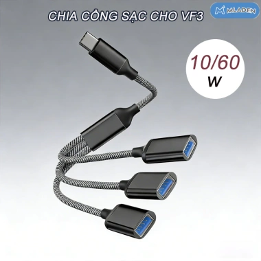 MLADEN Cáp chia Type-C 3 USB Vinfast VF3 Sạc nhanh 10/60W, bền, 99k