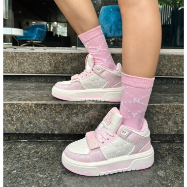 MLB Chunky Liner Mid Classic Monogram New York Yankees Pink - Chính hãng, giá 1.650.000₫
