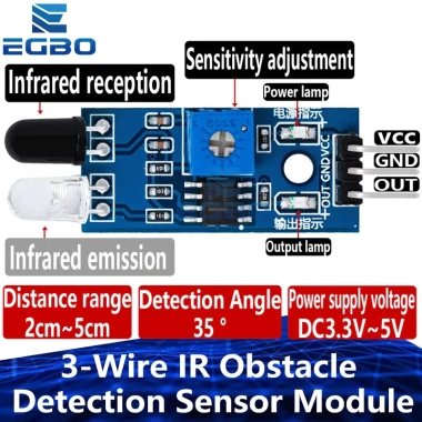 Mô-đun cảm biến IR 3 dây phát hiện chướng ngại vật, công nghệ quang điện phản quang cho Arduino & Raspberry Pi (1-5)