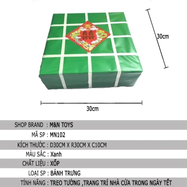 Mô hình bánh chưng bánh tét cỡ lớn 30x30cm - Trang trí Tết giá ưu đãi 84.000₫