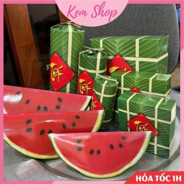 Mô hình bánh chưng, bánh tét, dưa hấu giấy trang trí Tết - Giá 9.000đ, giảm từ 10.980đ