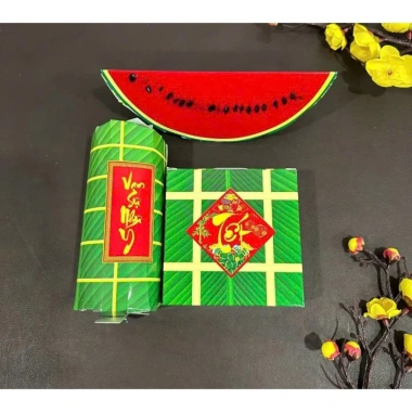 Mô Hình Bánh Chưng, Bánh Tét, Dưa Hấu Trang Trí Tết 2.026 - Hộp Giấy Gấp Độc Đáo, Giá Chỉ 29.900₫