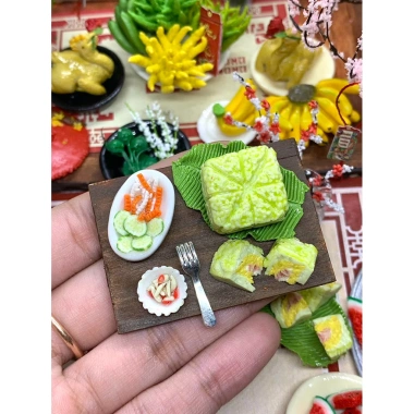 Mô hình bánh chưng bánh tét mini đất sét - Đồ búp bê, tiểu cảnh, giá 40.000 dong 2