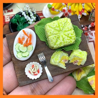 Mô hình bánh chưng bánh tét mini đất sét - Đồ búp bê, tiểu cảnh, giá 40.000 dong 5