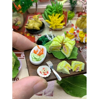 Mô hình bánh chưng bánh tét mini đất sét - Đồ búp bê, tiểu cảnh, giá 40.000 dong 6