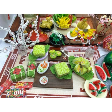 Mô hình bánh chưng bánh tét mini đất sét - Đồ búp bê, tiểu cảnh, giá 40.000 dong 7
