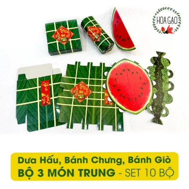 Mô hình bánh chưng giả bánh tét dưa hấu SỈ SET 10 món dây treo trang trí Tết 100.000đ