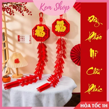 Mô hình dây pháo đỏ chữ Phúc - Trang trí đám cưới, lễ tết, lễ hội, trung thu, giá ưu đãi 25.900 VND - Kem Shop K360