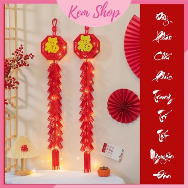 Mô hình dây pháo đỏ chữ Phúc - Trang trí đám cưới, lễ tết, lễ hội, trung thu, giá ưu đãi 25.900 VND - Kem Shop K360