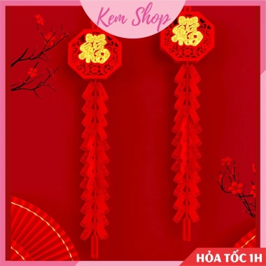 Mô hình dây pháo đỏ chữ Phúc - Trang trí đám cưới, lễ tết, lễ hội, trung thu, giá ưu đãi 25.900 VND - Kem Shop K360