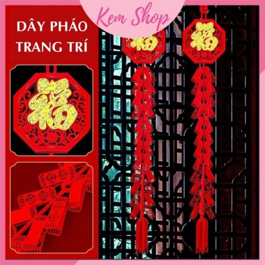 Mô hình dây pháo đỏ chữ Phúc - Trang trí đám cưới, lễ tết, lễ hội, trung thu, giá ưu đãi 25.900 VND - Kem Shop K360