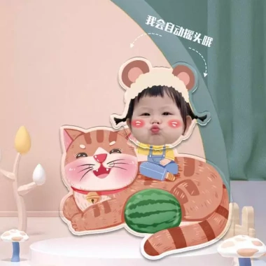 Mô hình lắc đầu gia đình ghép mặt in theo yêu cầu, chạy pin, đáng yêu 49k