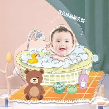 Mô hình lắc đầu gia đình ghép mặt in theo yêu cầu, chạy pin, đáng yêu 49k