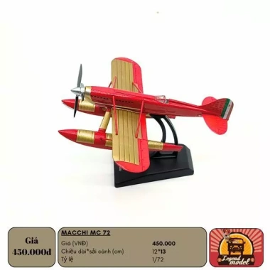 Mô hình máy bay MC72 1/72 - Chi tiết thực tế, giá ưu đãi 450.000 VND Mô hình máy bay MC72 1/72 - Chi tiết thực tế, giá ưu đãi 450.000 VND
