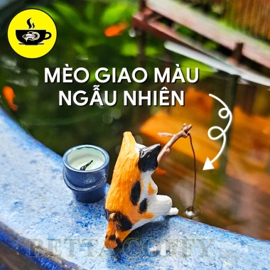 Mô hình mèo câu cá trên đảo, trang trí bể cá cảnh, thùng xốp, bàn làm việc, 29.500₫ 10