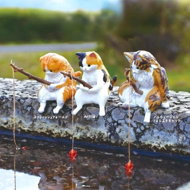 Mô hình mèo câu cá trên đảo trang trí bể cá, thùng xốp, decor bàn làm việc, giá chỉ 29.000 VNĐ