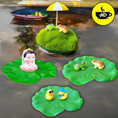 Mô hình Quan Âm Ếch Vịt Lá Sen trên đảo - Trang trí bể cá, hồ thủy sinh, thùng xốp, decor bàn làm việc, giá 49.500đ