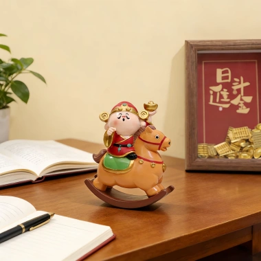 Mô hình Thần Tài cưỡi ngựa bập bênh phong thủy - Trang trí bàn làm việc, hút lộc, chỉ 252k 3
