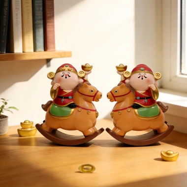 Mô hình Thần Tài cưỡi ngựa bập bênh phong thủy - Trang trí bàn làm việc, hút lộc, chỉ 252k 4