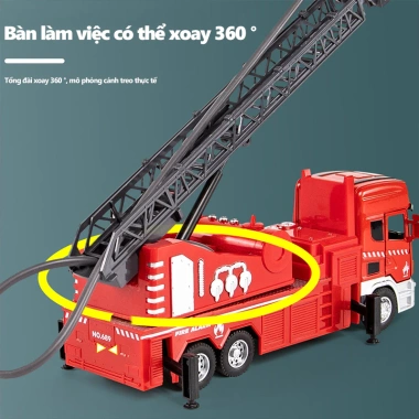 Mô hình xe cứu hỏa chở nước, thang trượt, đèn nhạc - Đồ chơi hấp dẫn cho bé trai