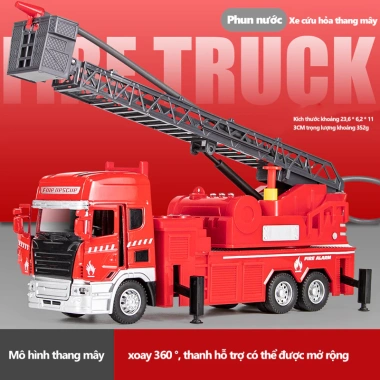 Mô hình xe cứu hỏa chở nước, thang trượt, đèn nhạc - Đồ chơi hấp dẫn cho bé trai 10 Mô hình xe cứu hỏa chở nước, thang trượt, đèn nhạc - Đồ chơi hấp dẫn cho bé trai 10
