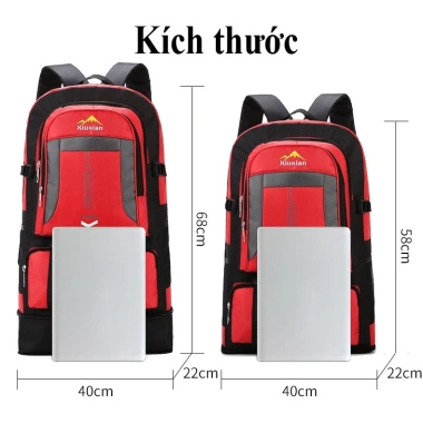Mở rộng được đáy - Balo leo núi 56-65L, túi hành lý dã ngoại, cắm trại, balo cỡ lớn đựng đồ về quê, giá 167.000₫ 2