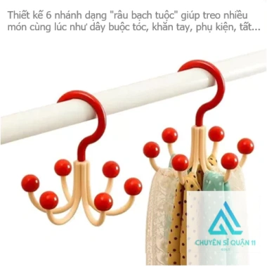 Móc 6 chấu bi đa chức năng hình bạch tuột - xoay 360°, giá ưu đãi 13.548 VND