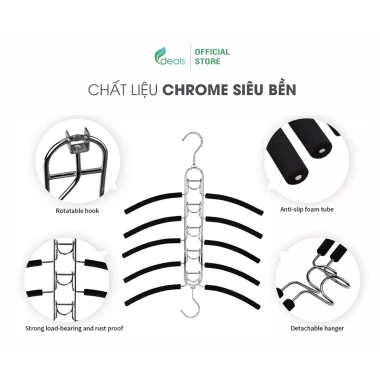 Móc Áo Chrome Thông Minh 5 trong 1 ECODEALS - Cứng Cáp, Tiết Kiệm 80% Không Gian, Giá 133k 6 Móc Áo Chrome Thông Minh 5 trong 1 ECODEALS - Cứng Cáp, Tiết Kiệm 80% Không Gian, Giá 133k 6