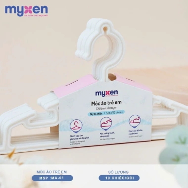 Móc áo trẻ em Myxen 3 trong 1 - Set 10 móc nhựa an toàn cho sơ sinh, 50.000₫