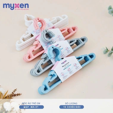 Móc áo trẻ em Myxen 3 trong 1 - Set 10 móc nhựa an toàn cho sơ sinh, 50.000₫